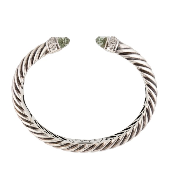 David Yurman Diamond and Prasiolite Waverly Cable Bracelet - Picture 2 of 5